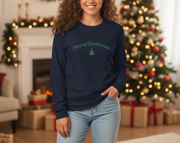 Merry Christmas Long Sleeve Crewneck Tee