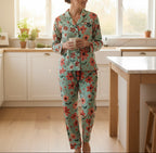 Floral pajama set on a white background
