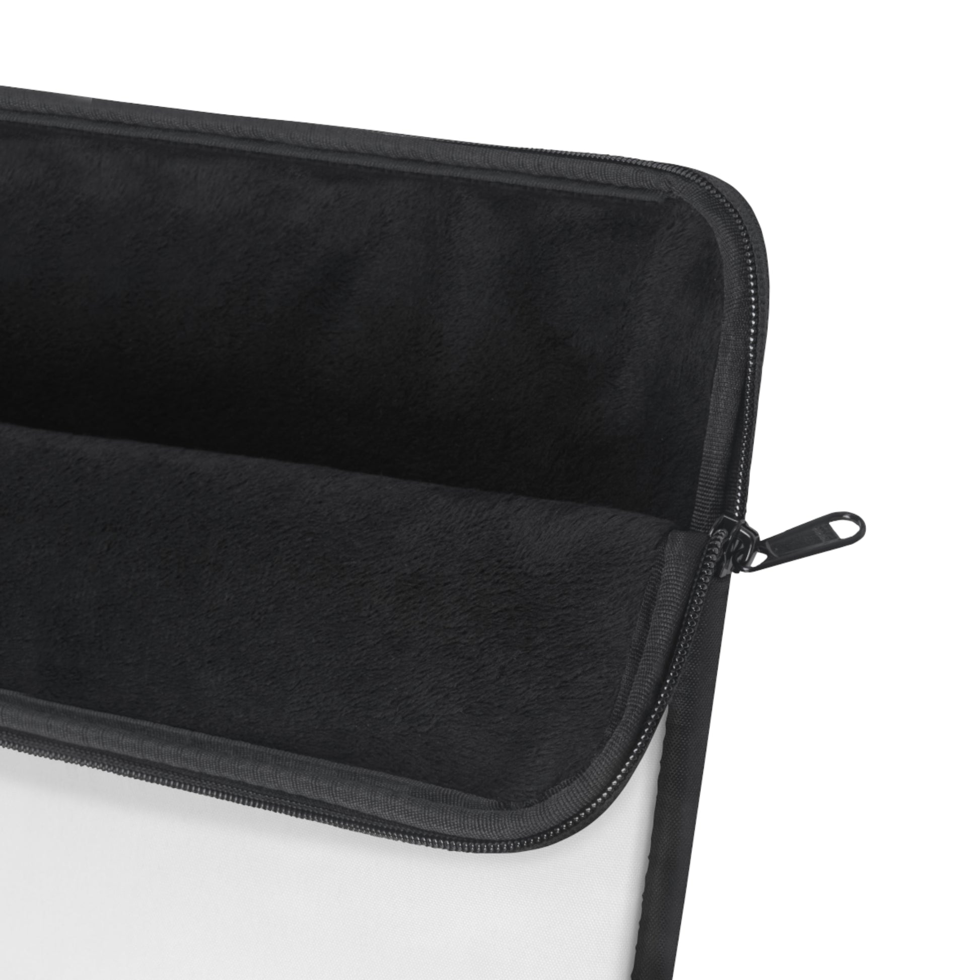 Black zippered pouch on a white background