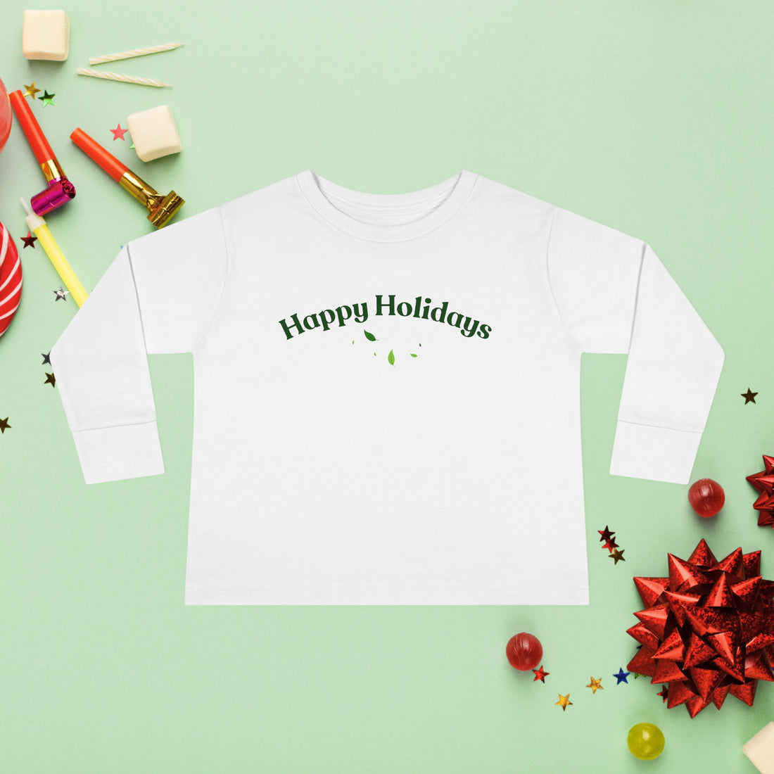 Happy Holidays long sleeve toddler pajama shirt