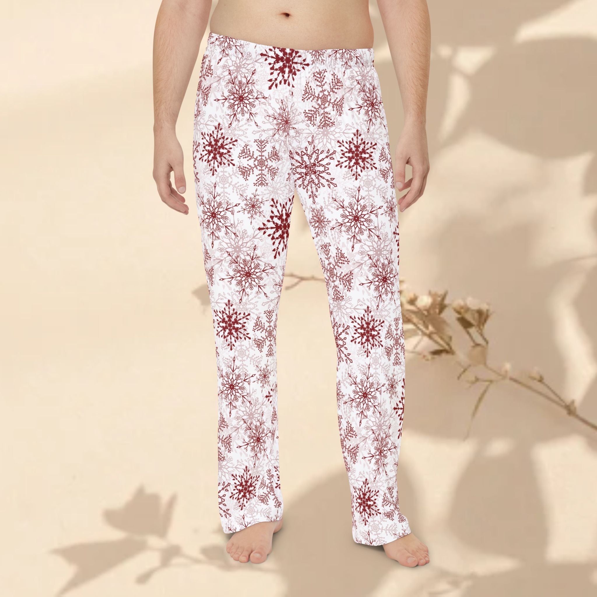 Red Snowflakes Men's cozy pajamas