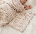 Blush Floral Pattern Baby Swaddle Blanket
