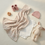 Blush Floral Pattern Baby Swaddle Blanket