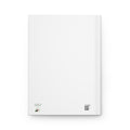 White notepad with text and a QR code on a white background