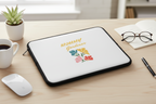 Laptop sleeve with 'Mommy Gardener' text and colorful floral design on a white background