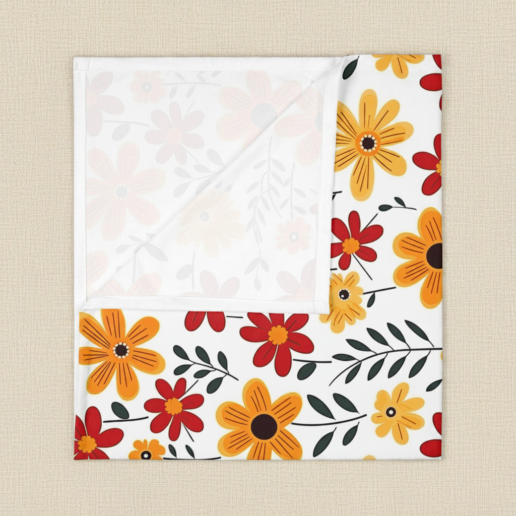 Red Floral Baby Swaddle Blanket