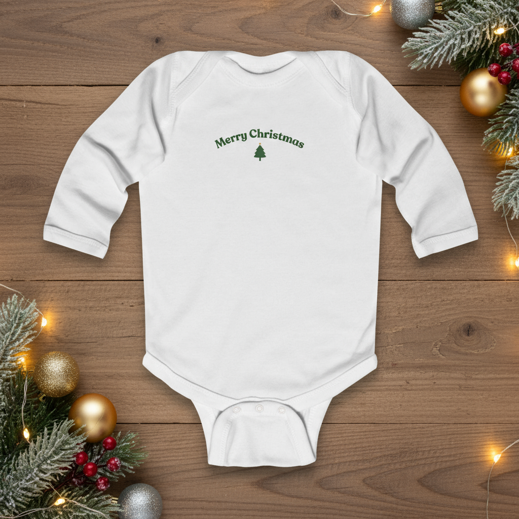 Merry Christmas Infant Onesie green print