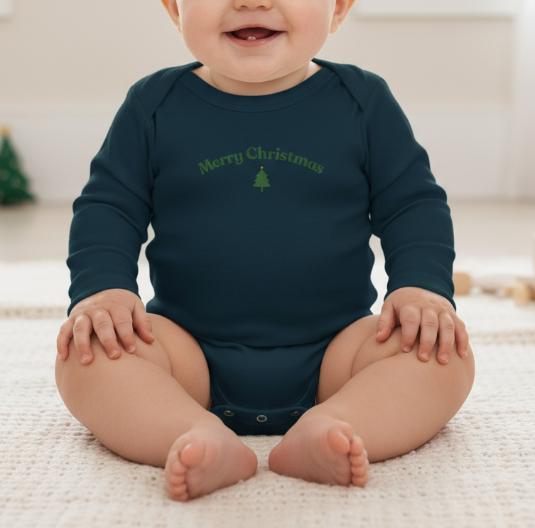 Merry Christmas Infant Onesie green print