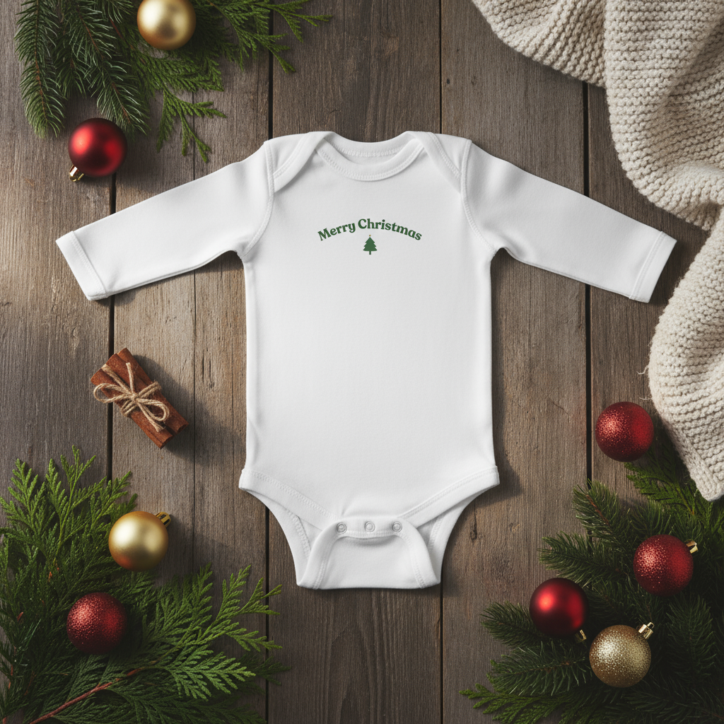 Merry Christmas Infant Onesie green print
