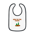 White bib with 'New to the Patch' text and cactus graphics on a white background