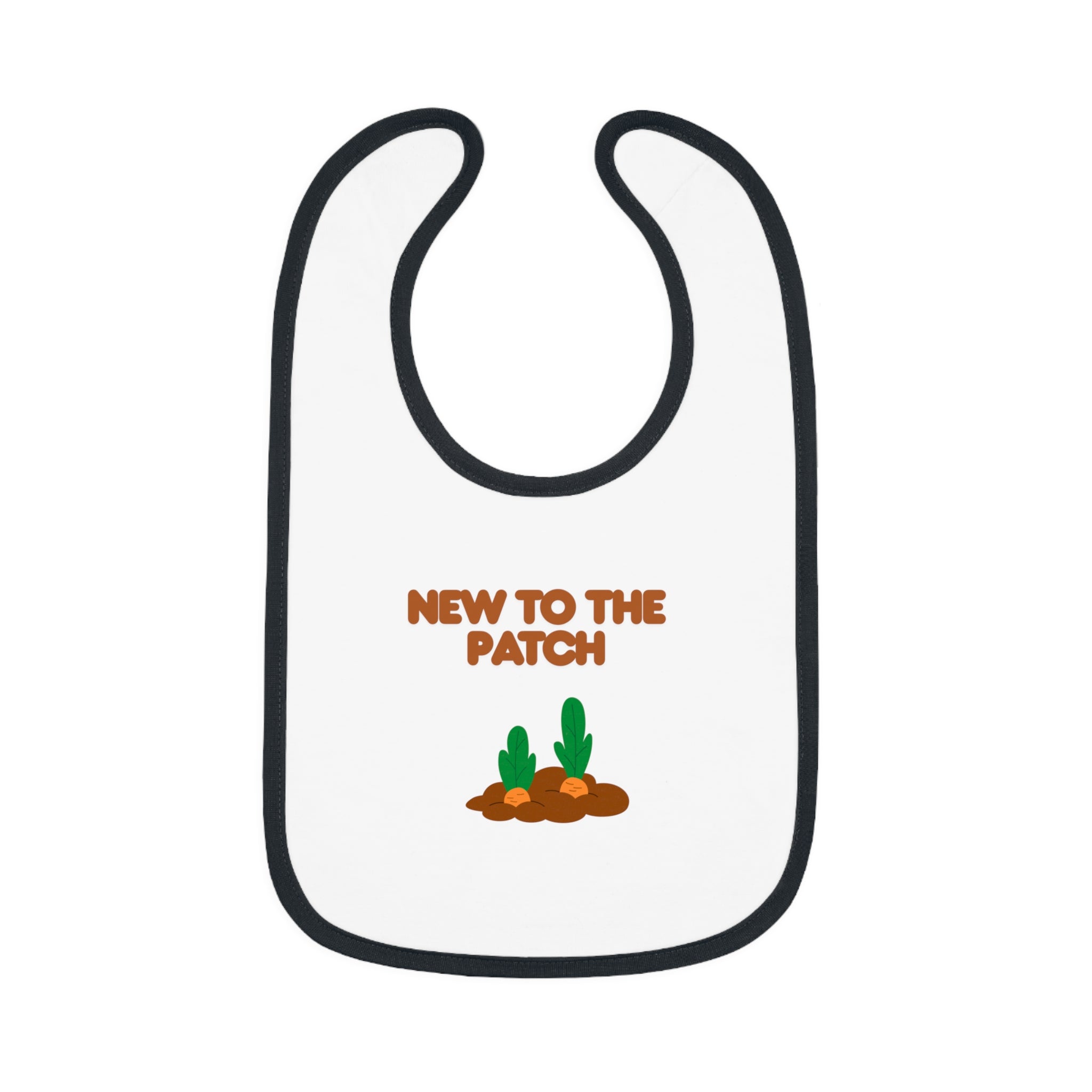 White bib with 'New to the Patch' text and cactus graphics on a white background