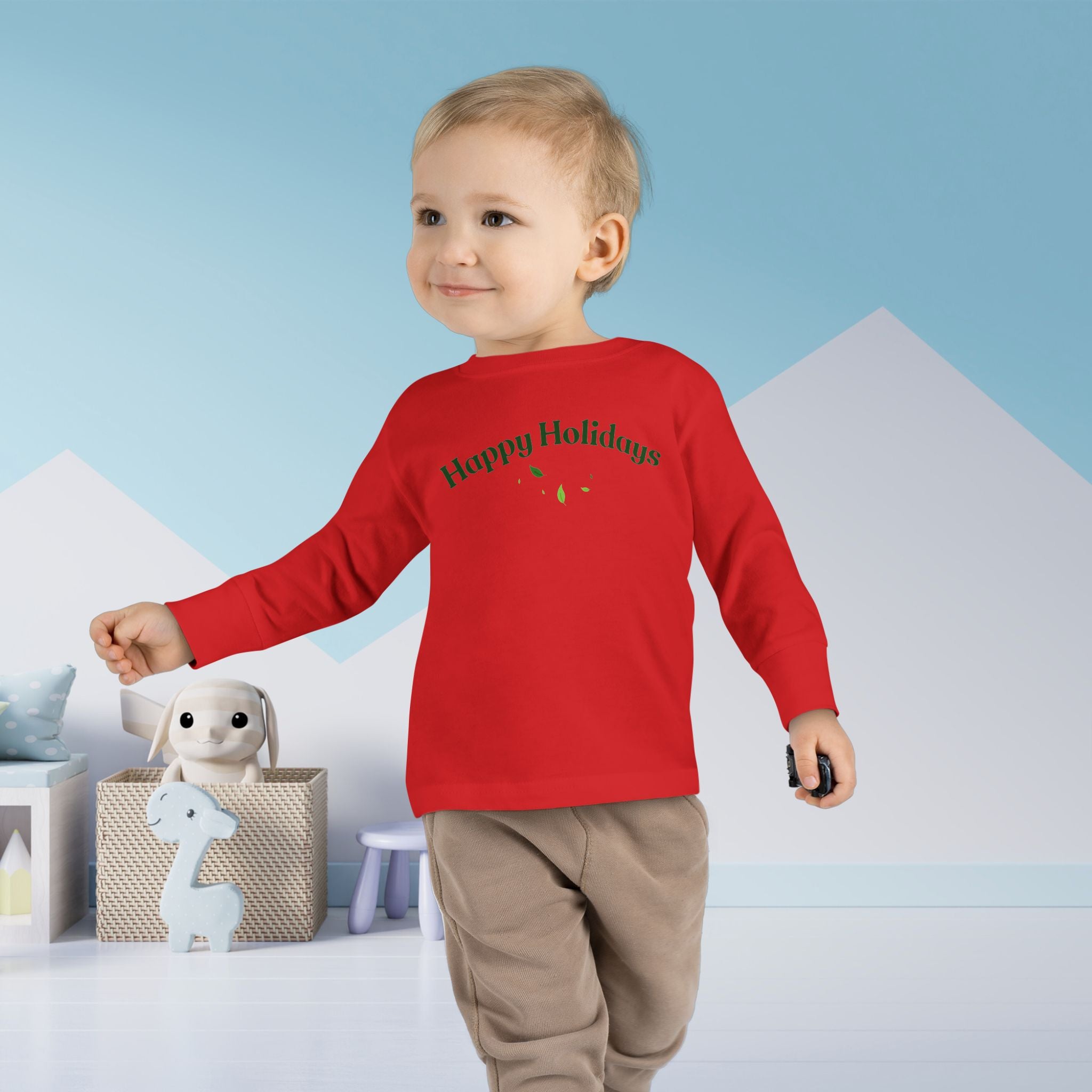 Happy Holidays long sleeve toddler pajama shirt