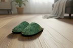 Green Floral Slippers
