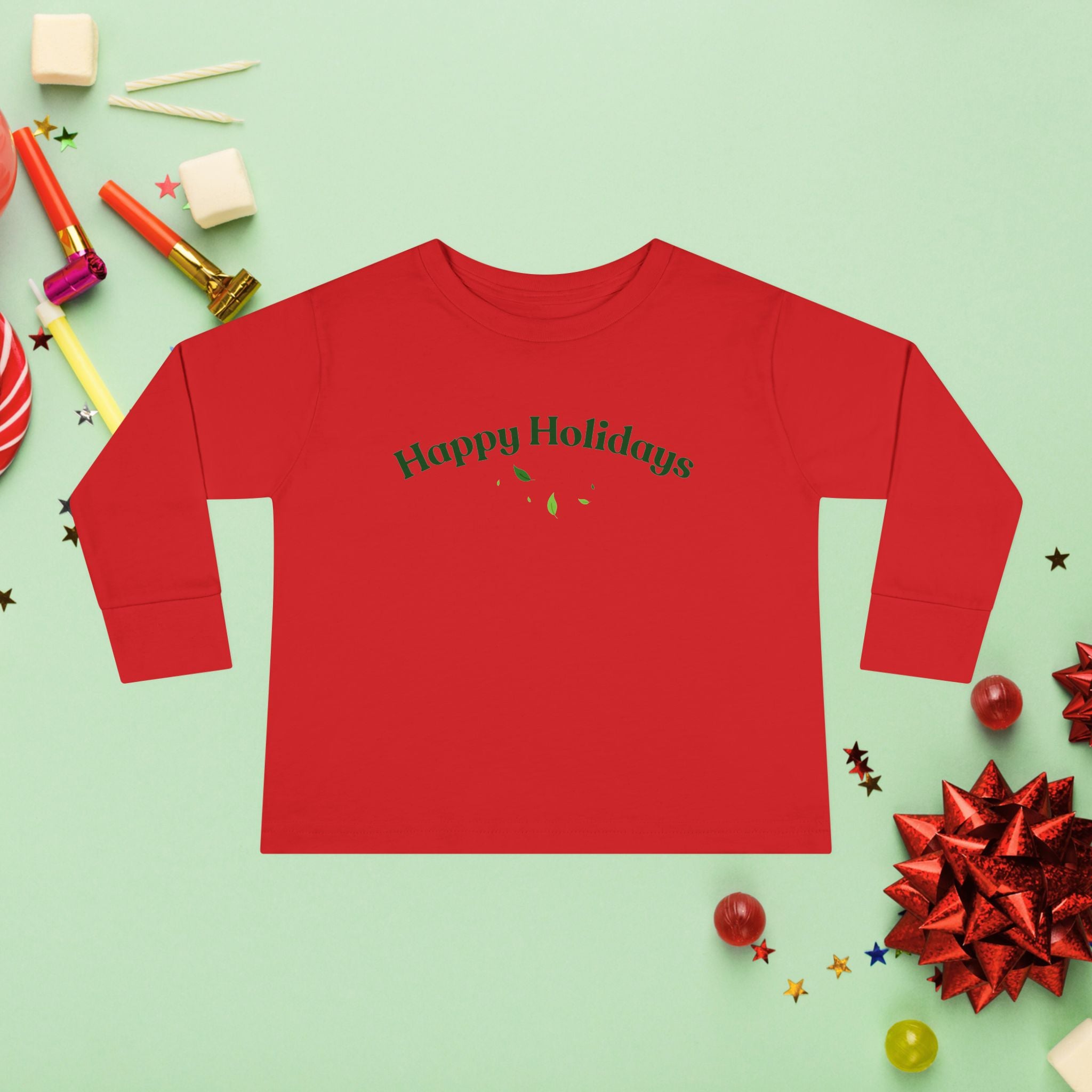 Happy Holidays long sleeve toddler pajama shirt