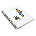 Notebook with a gardening illustration and text on a white background
