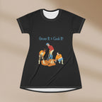 Black t-shirt with a graphic design and text 'Grow It & Cook It' on a beige background