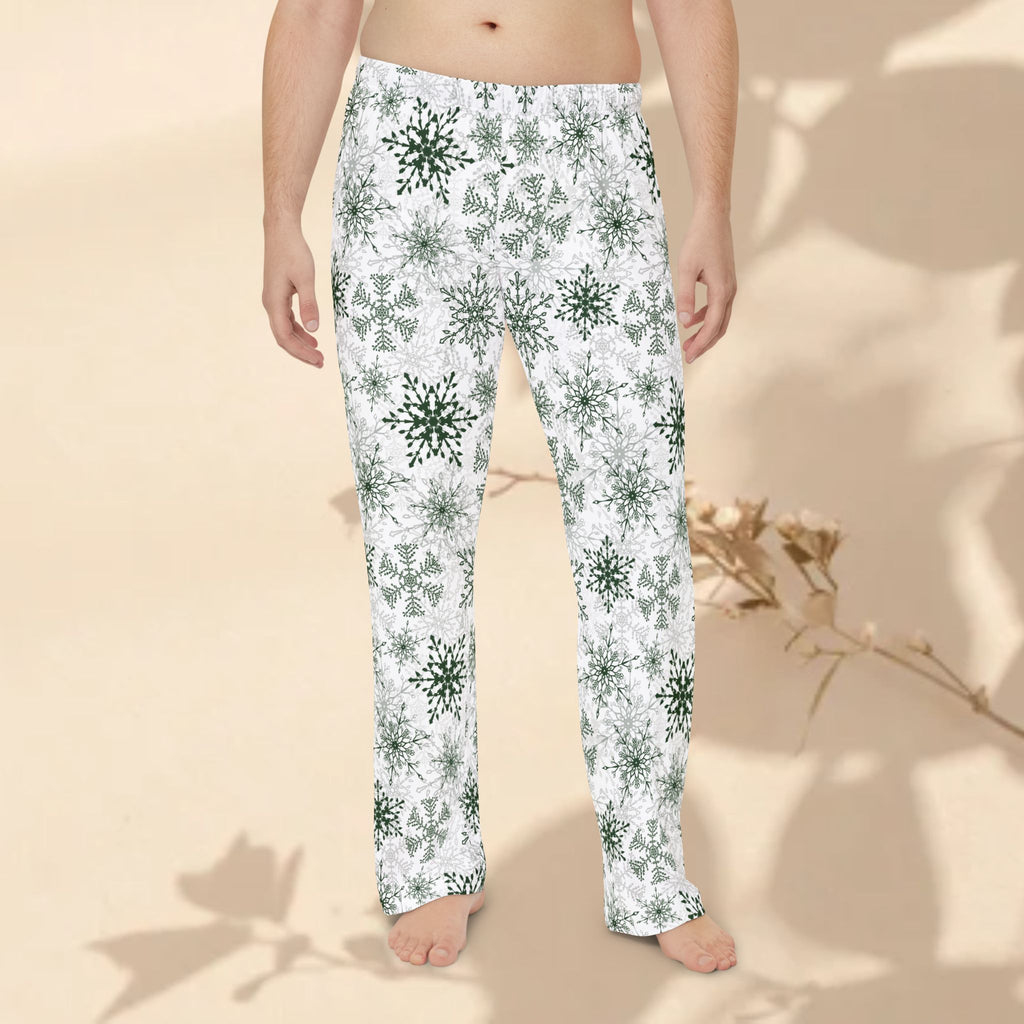 Green Snowflakes Men's cozy pajamas