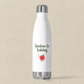 White water bottle with 'Gardener in Training' text and apple graphic on a white background
