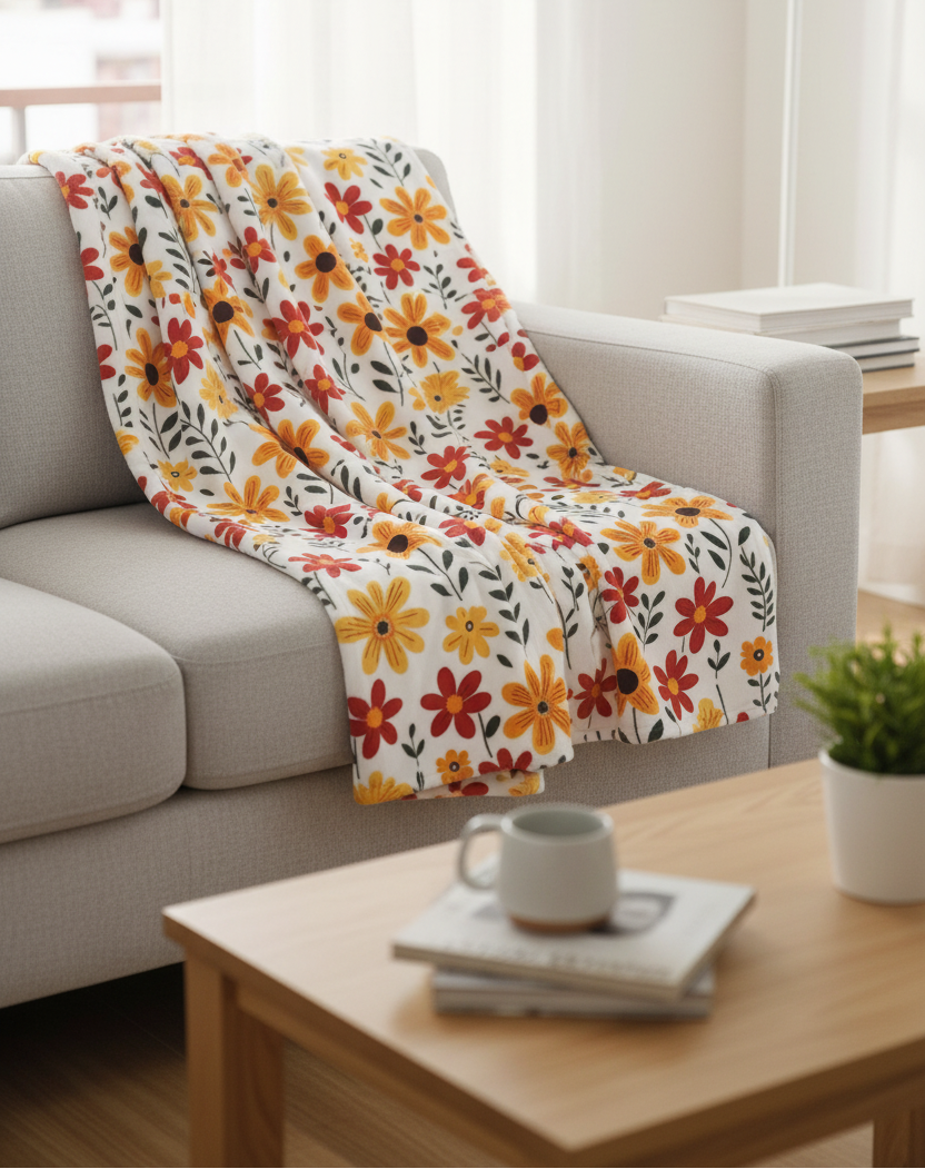 Red Floral Baby Swaddle Blanket
