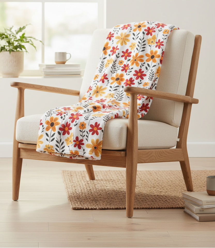 Red Floral Baby Swaddle Blanket