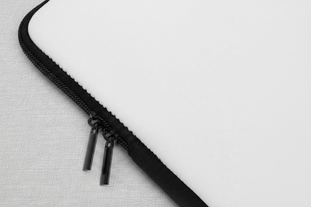 Close-up of a black zipper on a white background
