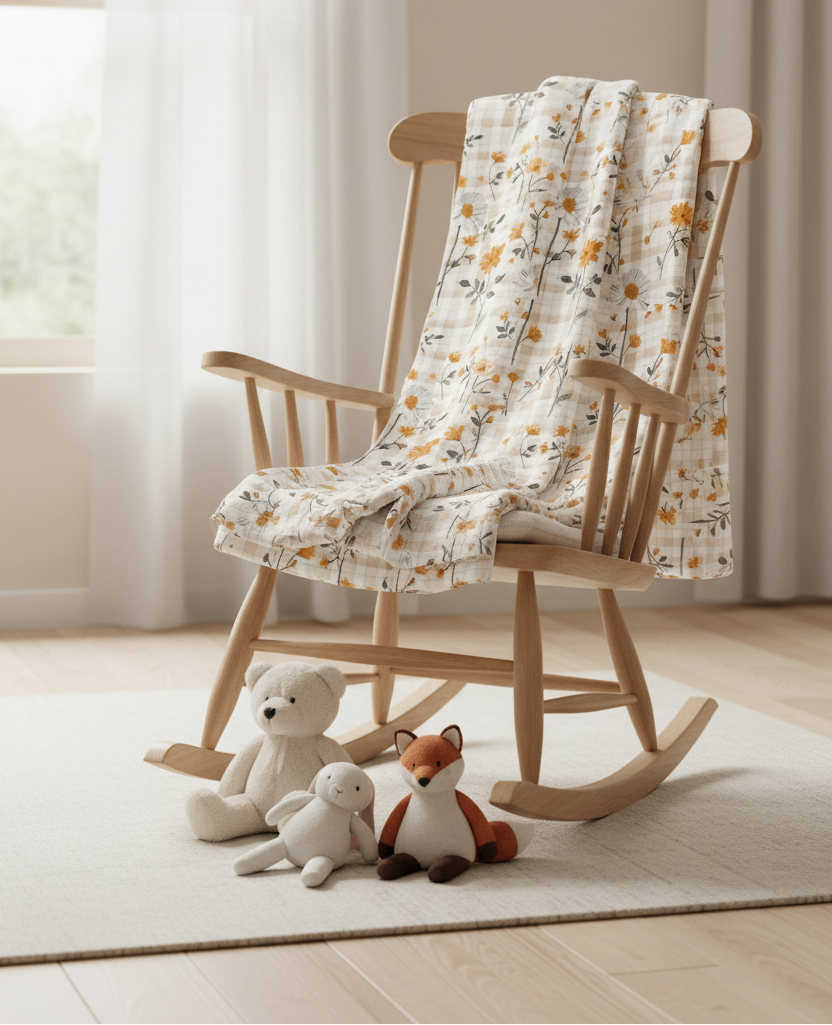 Yellow Floral Pattern Baby Swaddle Blanket