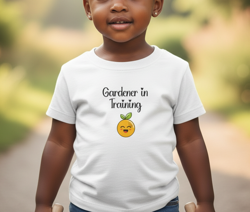 Toddler Short Sleeve T-Shirt, Gardener in Training Orange