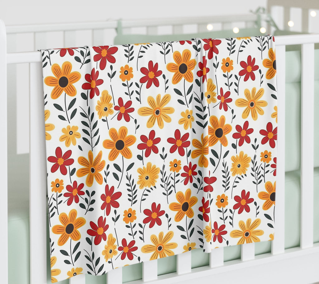 Red Floral Baby Swaddle Blanket
