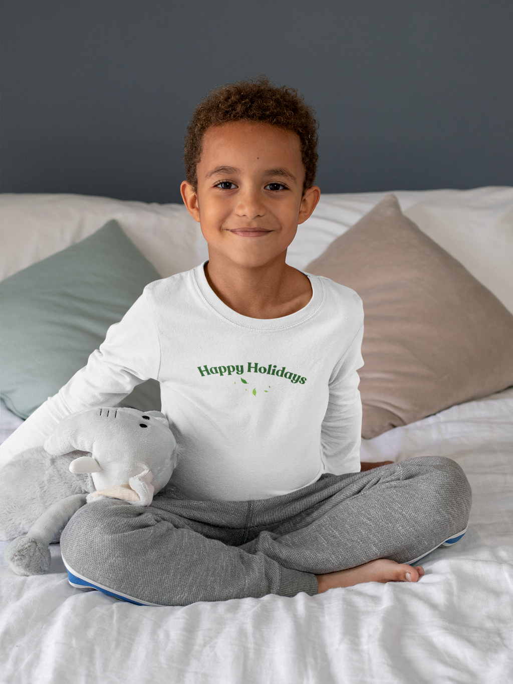 Happy Holidays long sleeve toddler pajama shirt