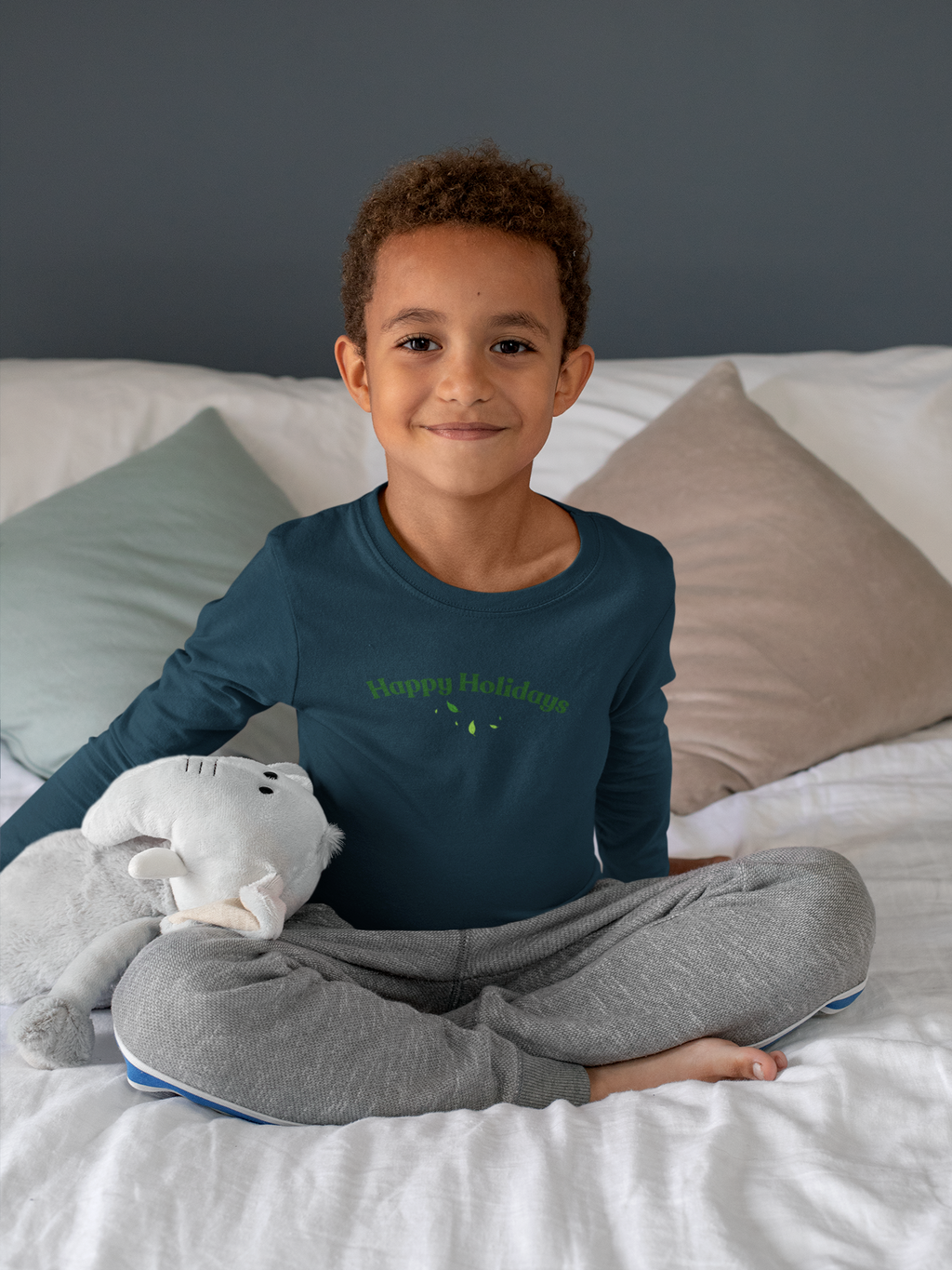 Happy Holidays long sleeve toddler pajama shirt