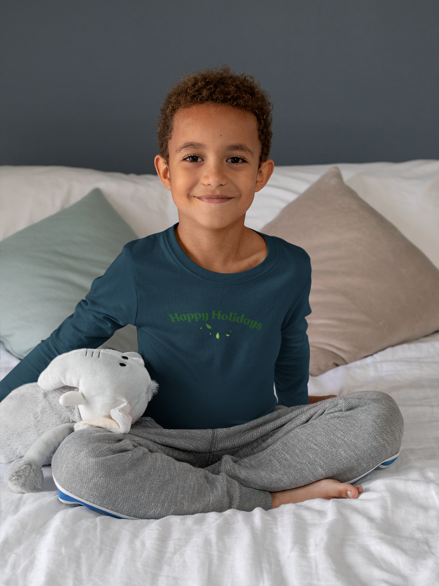 Happy Holidays long sleeve toddler pajama shirt