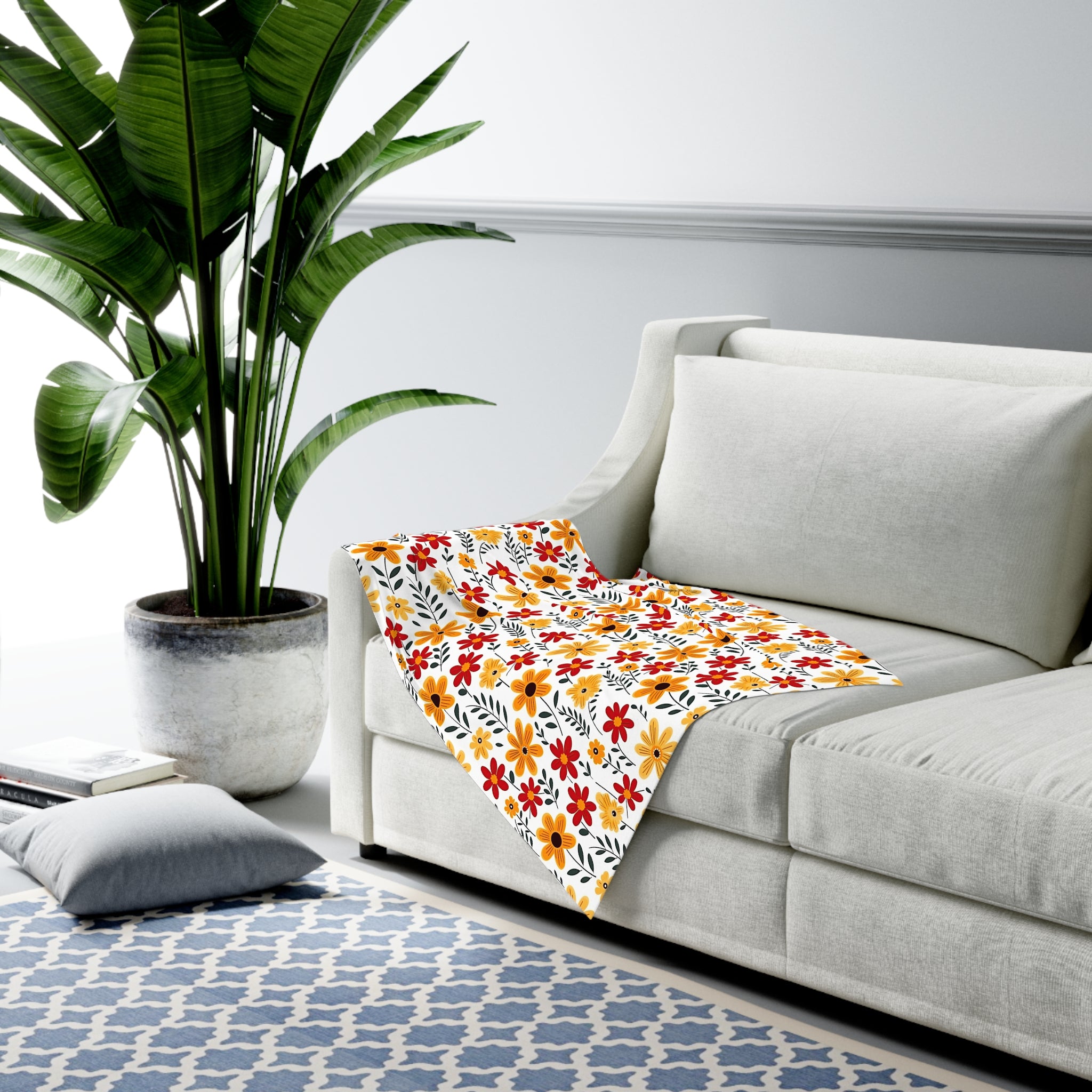 Red Floral Baby Swaddle Blanket