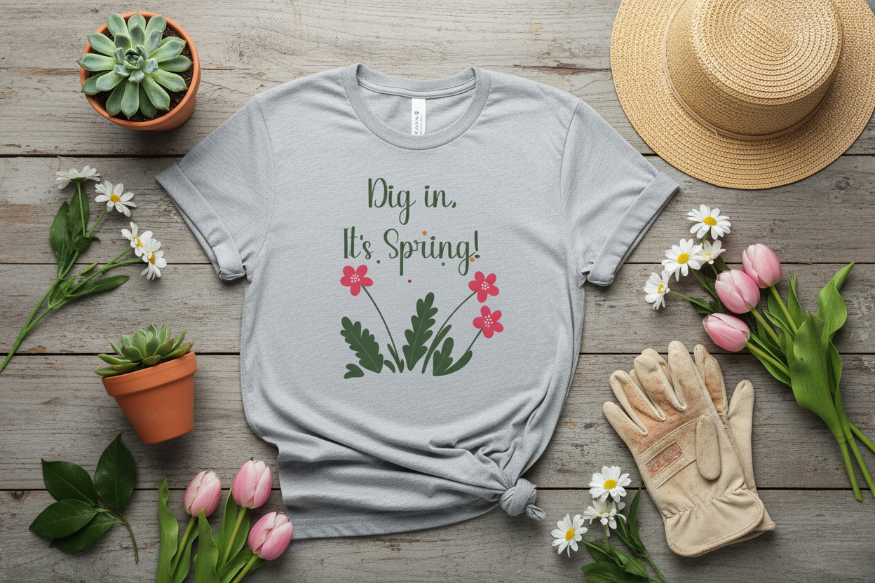 Spring Gardening T‑Shirt - "Dig In, It's Spring!"  Tee