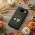 Black phone case with a green truck and 'Garden Fresh' text on a white background