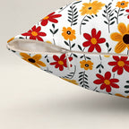 Floral-patterned pouch with a zipper on a white background