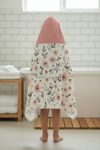 Blush Floral Pattern Youth Hooded Towel