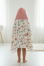 Blush Floral Pattern Youth Hooded Towel