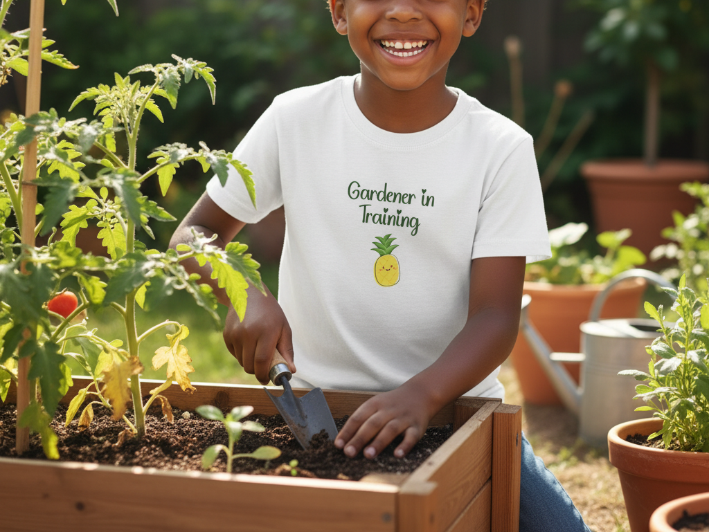 Toddler Short Sleeve T-Shirt, Gardener in Training Pineapple