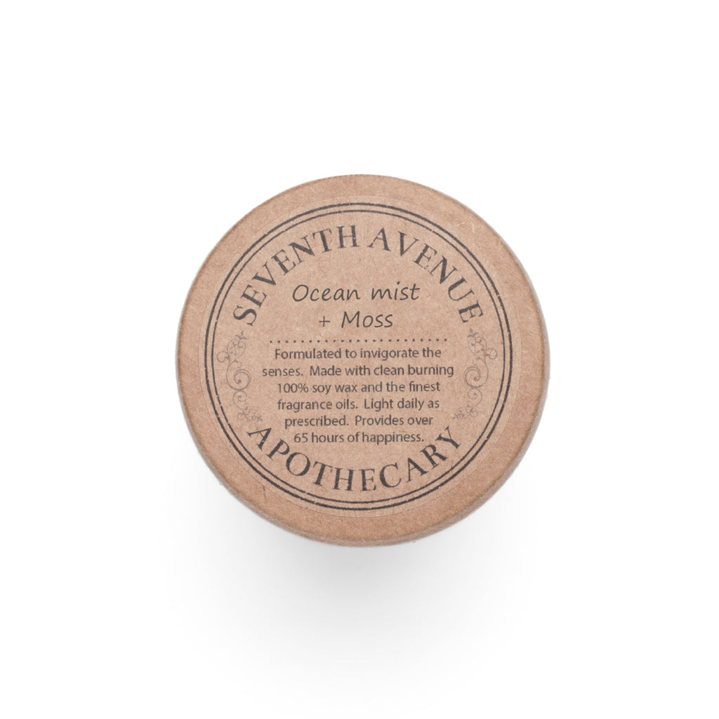 Seventh Avenue Apothecary container with 'Ocean Mist & Moss' description on a white background