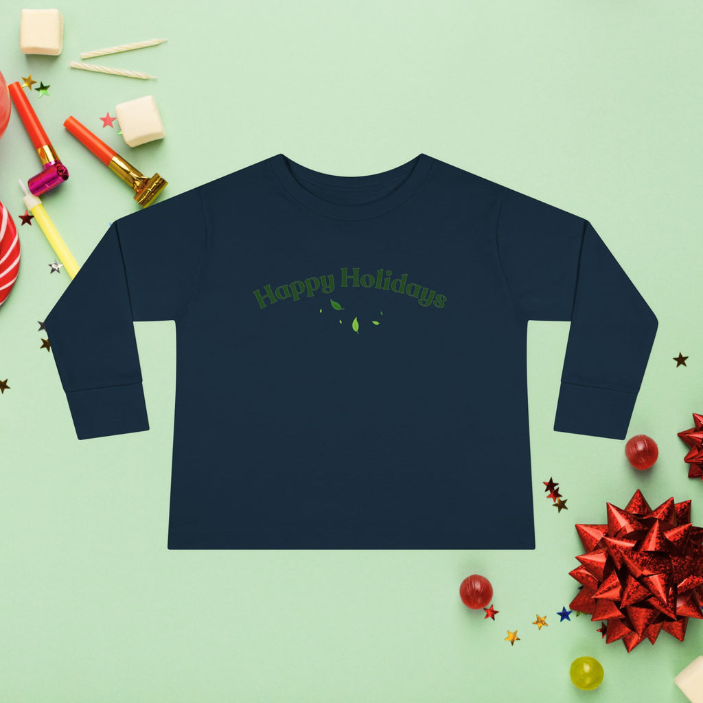 Happy Holidays long sleeve toddler pajama shirt