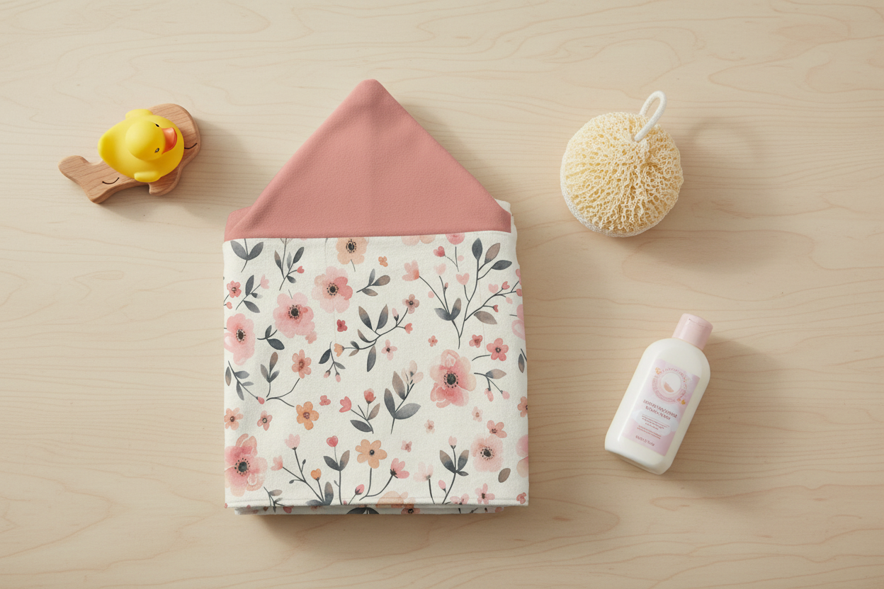 Blush Floral Pattern Youth Hooded Towel