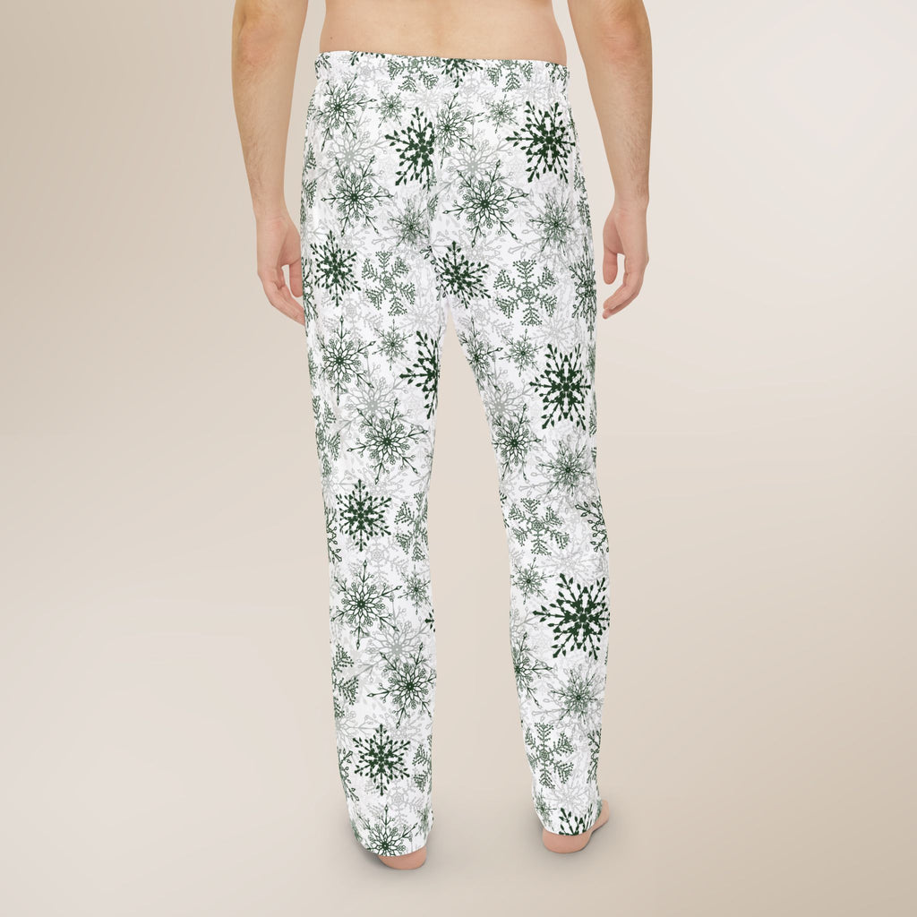 Green Snowflakes Men's cozy pajamas
