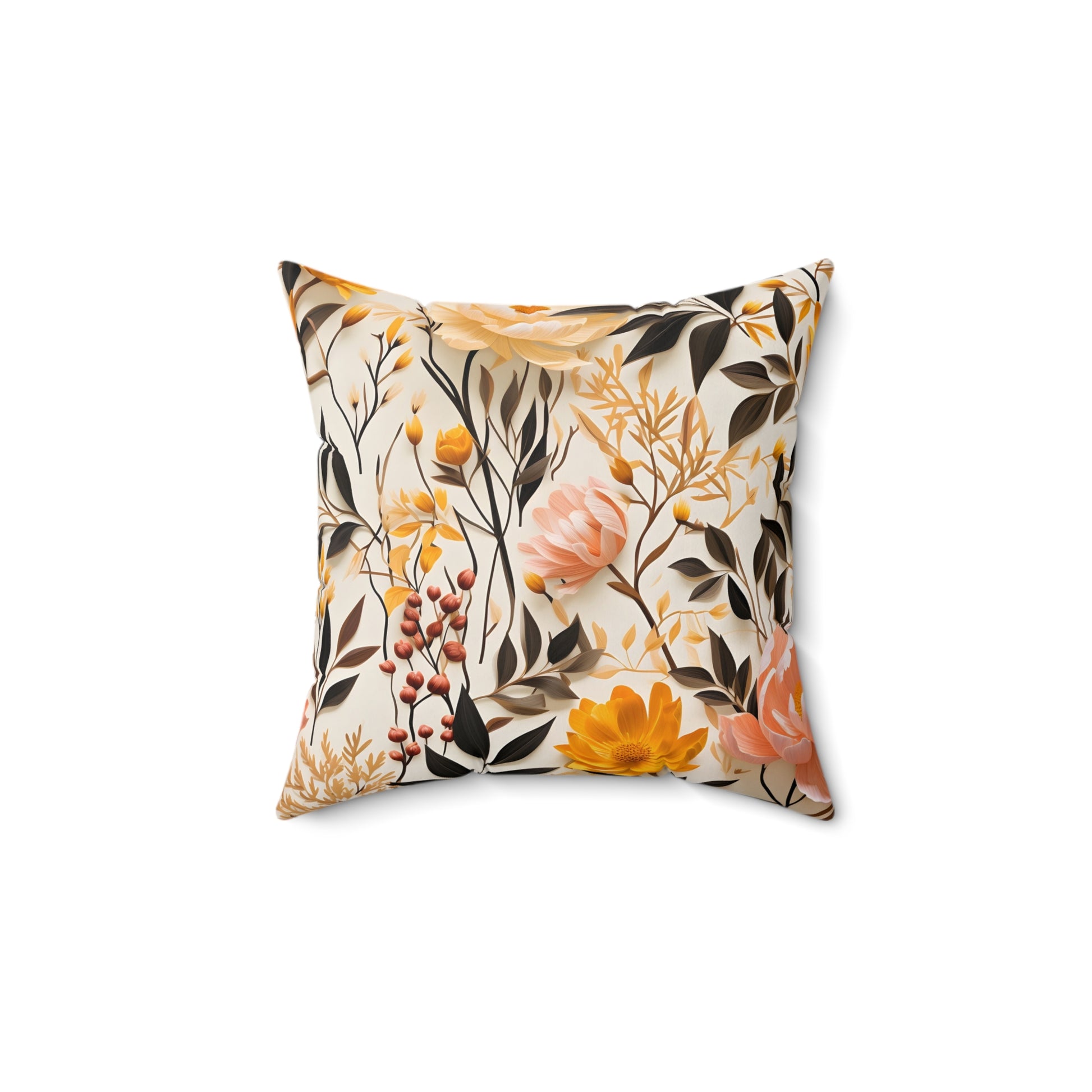 Decorative pillow with floral pattern on a white background
