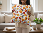 Decorative pillow with a floral pattern on a white background