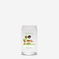 Glass tumbler with illustration of two people gardening and text 'Gardening Try It!' on a white background
