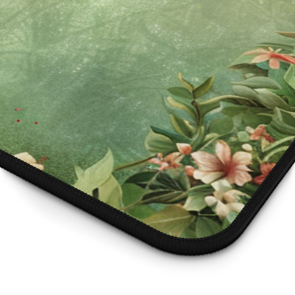 Floral mouse pad with green background