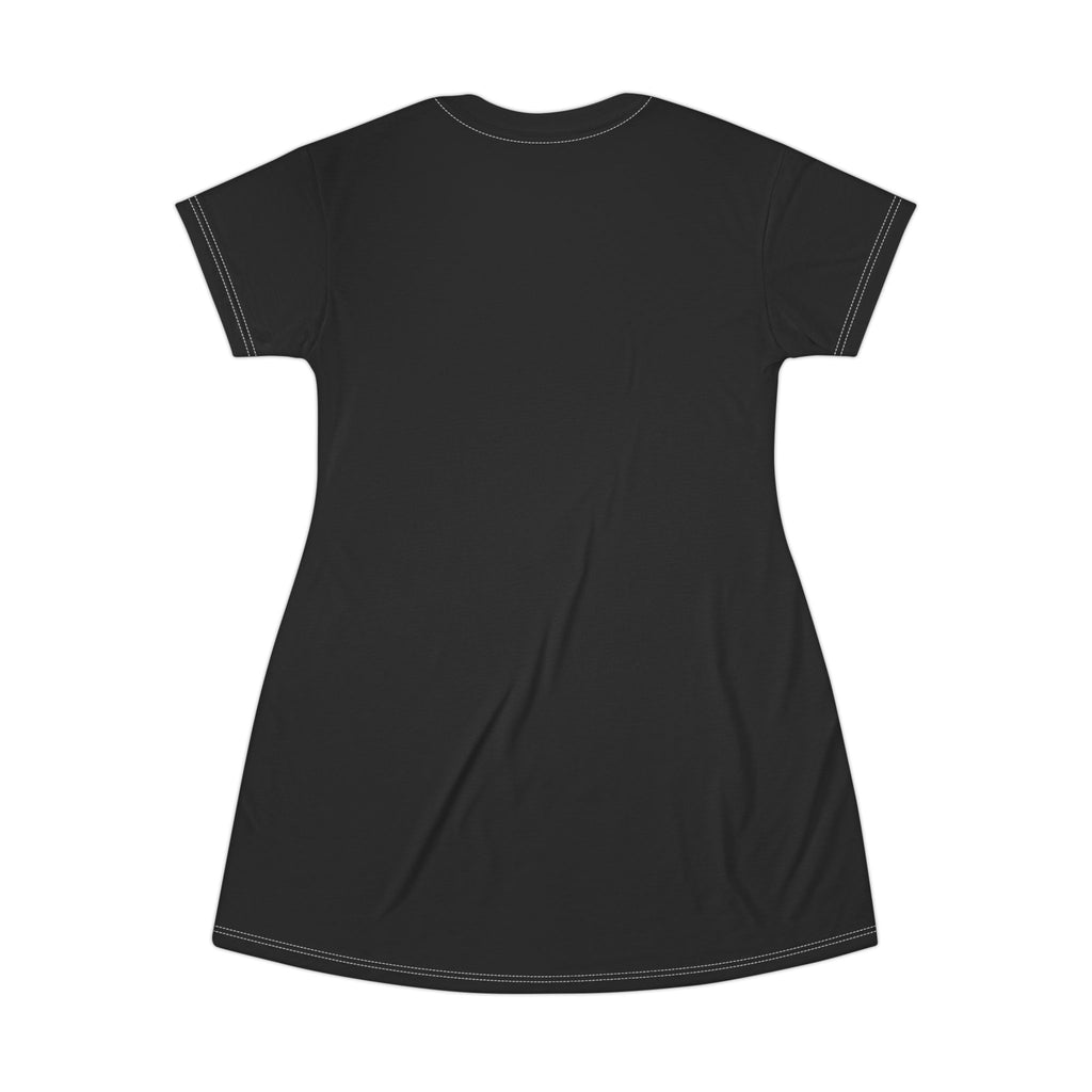 Black dress with short sleeves on a white background