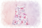 Floral dress with pink flowers on a white background