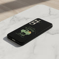 Black phone case with a green truck and 'Garden Fresh' text on a white background
