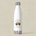 White insulated bottle with 'Garden Fresh' design featuring a truck and pumpkins on a white background